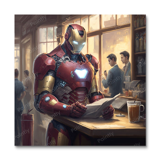 Iron Man at a Coffee Shop