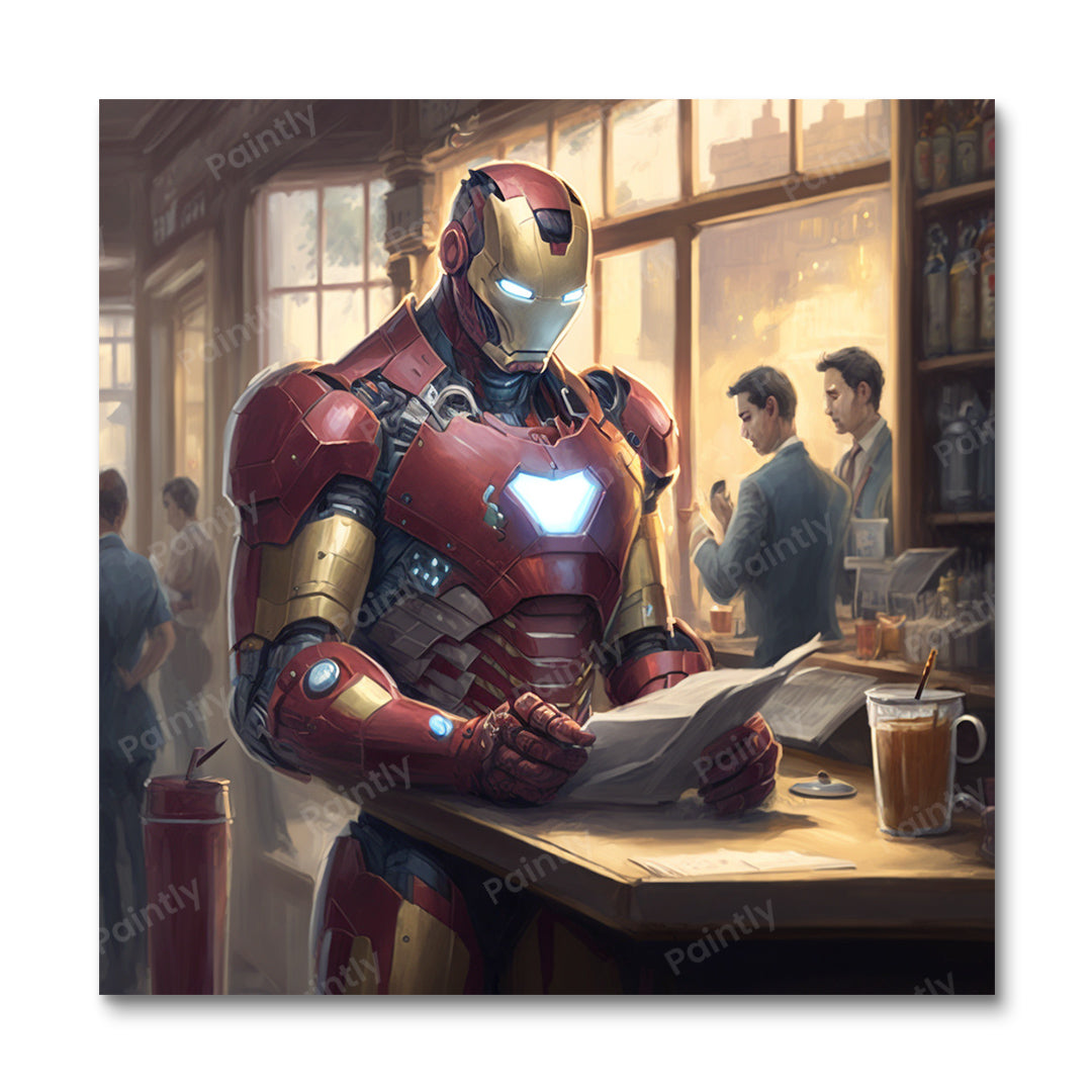 Iron Man at a Coffee Shop