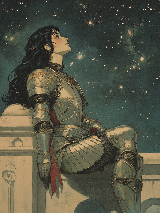Knight Woman Starry Sky