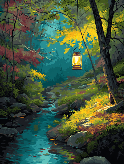 Lantern Lit Forest Stream