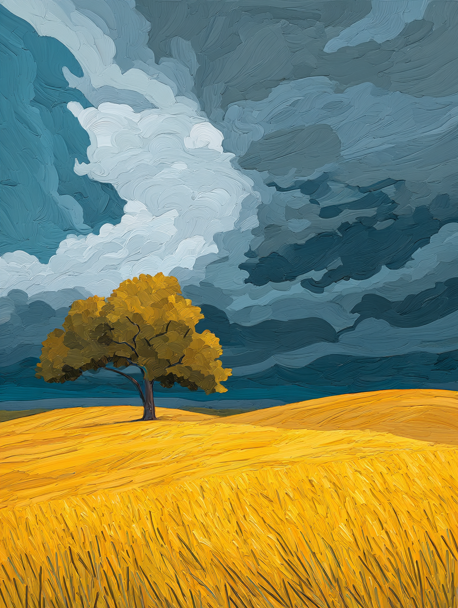 Lone Tree Stormy Field