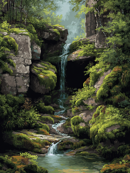 Lush Green Cascade Stream