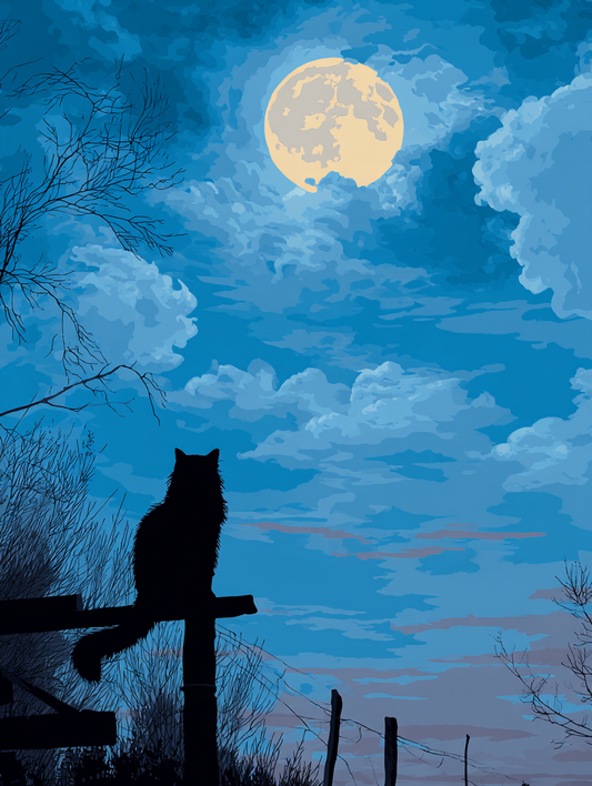 Moonlit Scene Silent Watcher