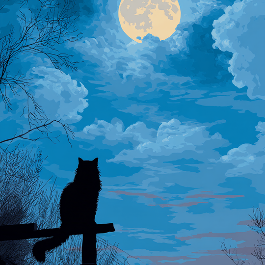 Moonlit Scene Silent Watcher