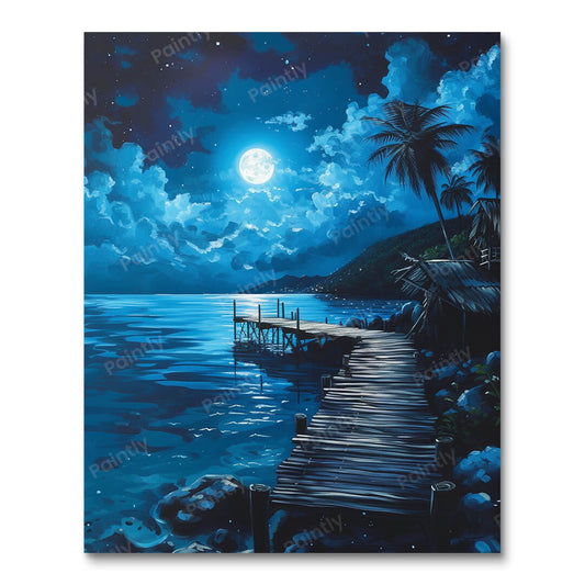 Moonlit Serenity by the Dock