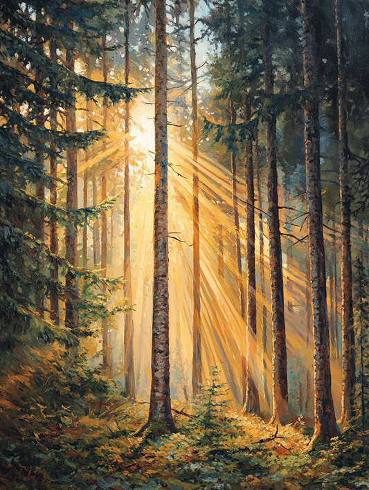 Morning Sun Forest Scene