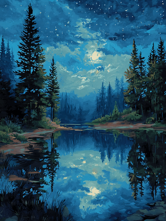 Night Reflections Tranquil Water