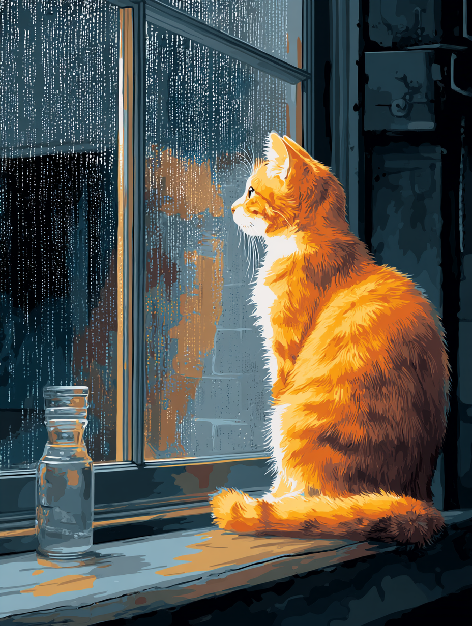 Orange Cat Rainy Day