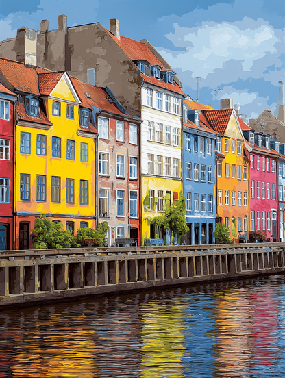 Painted Cityscape by Water