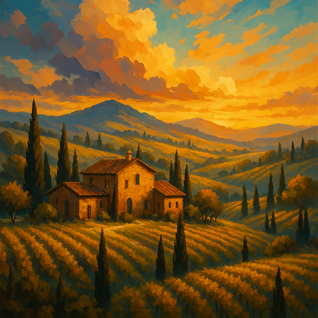 Tuscan Vineyard Landscape