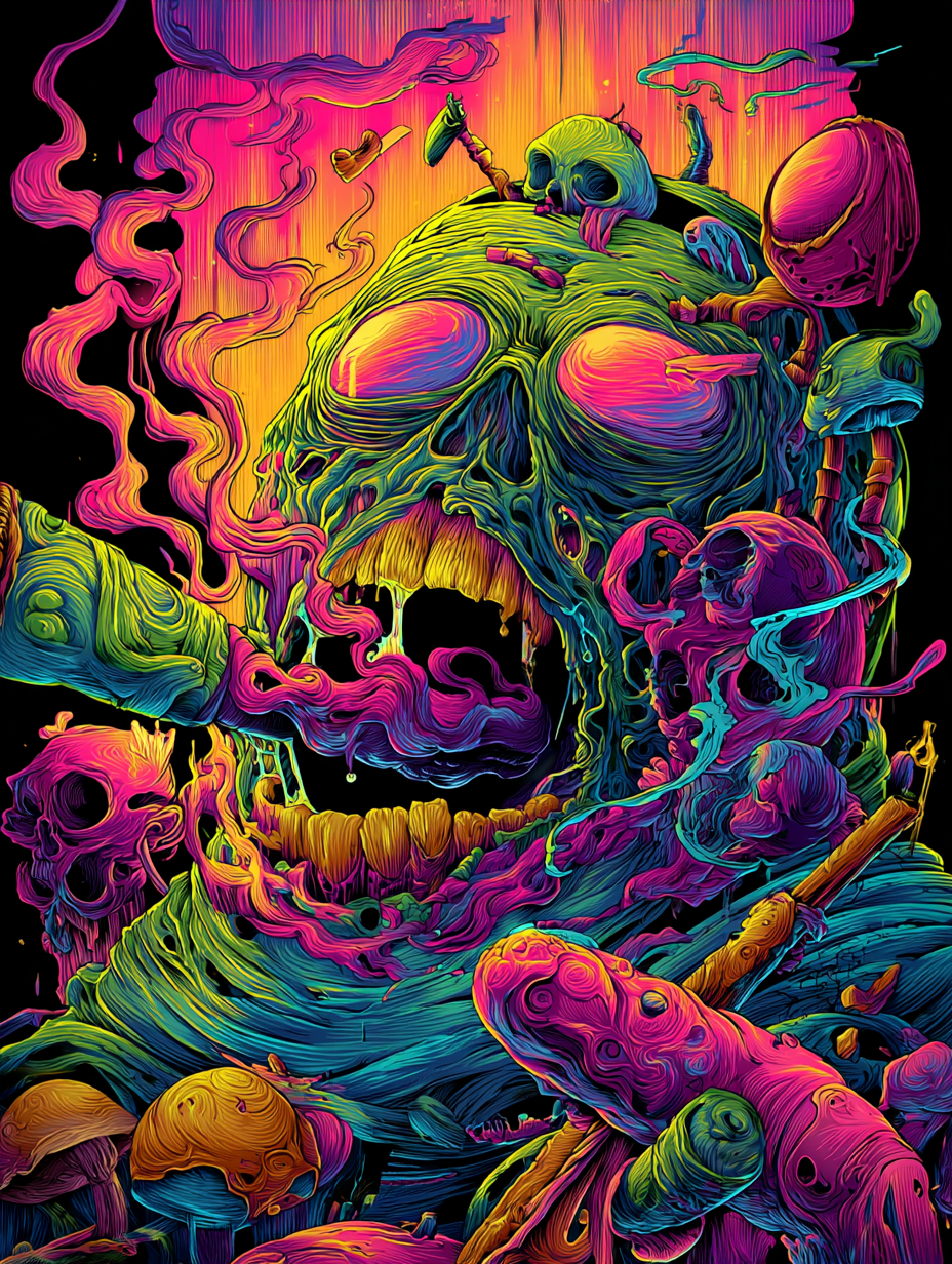 Vibrant Green Monster Skulls