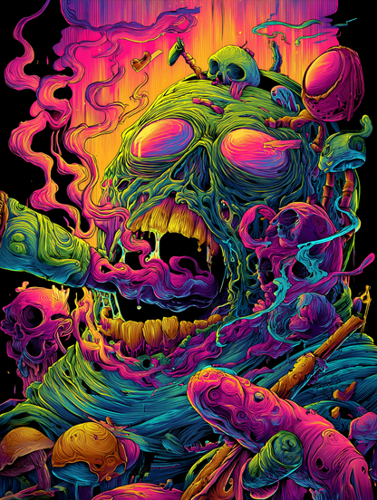 Vibrant Green Monster Skulls