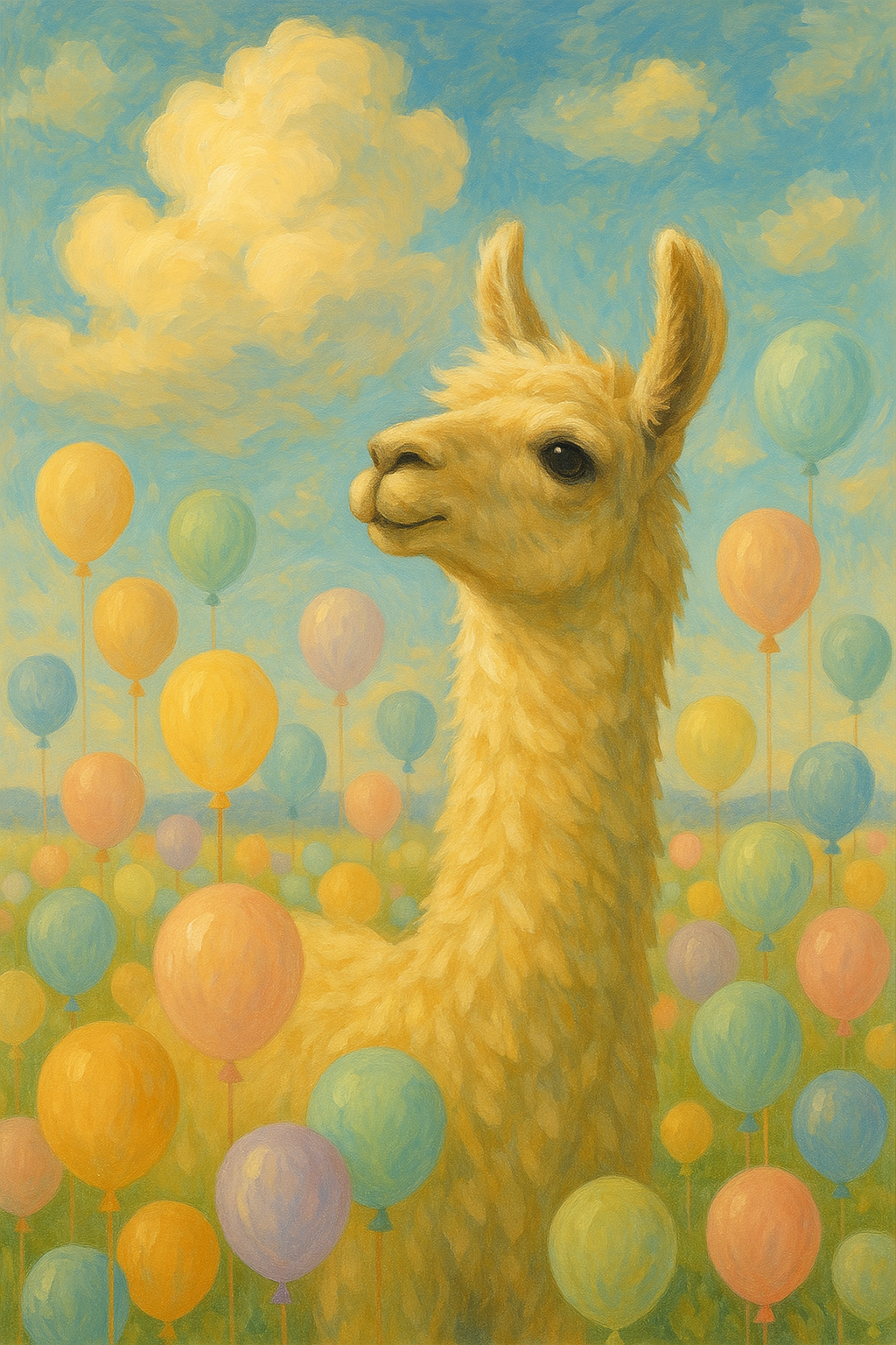 Llama in a Field of Balloons
