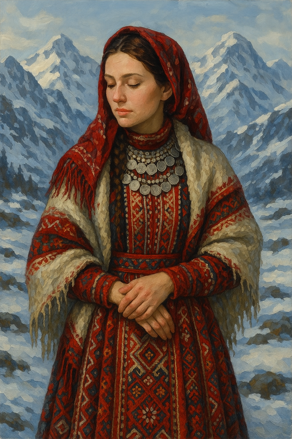 Woman in Traditional Slavic Attire