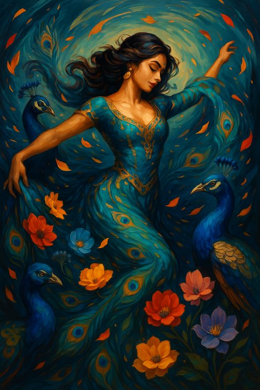 Indian Woman in Peacock Dance