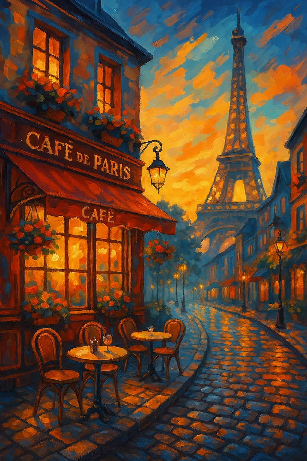 A Paris Cafe at Golden Hour