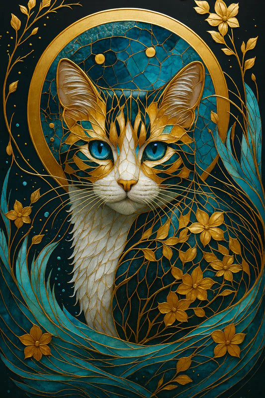 Stained Glass Divine Cat