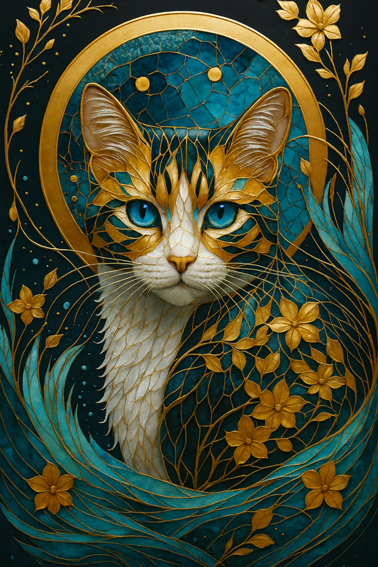 Stained Glass Divine Cat