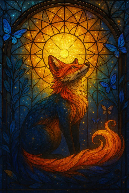 Stained Glass Celestial Fox