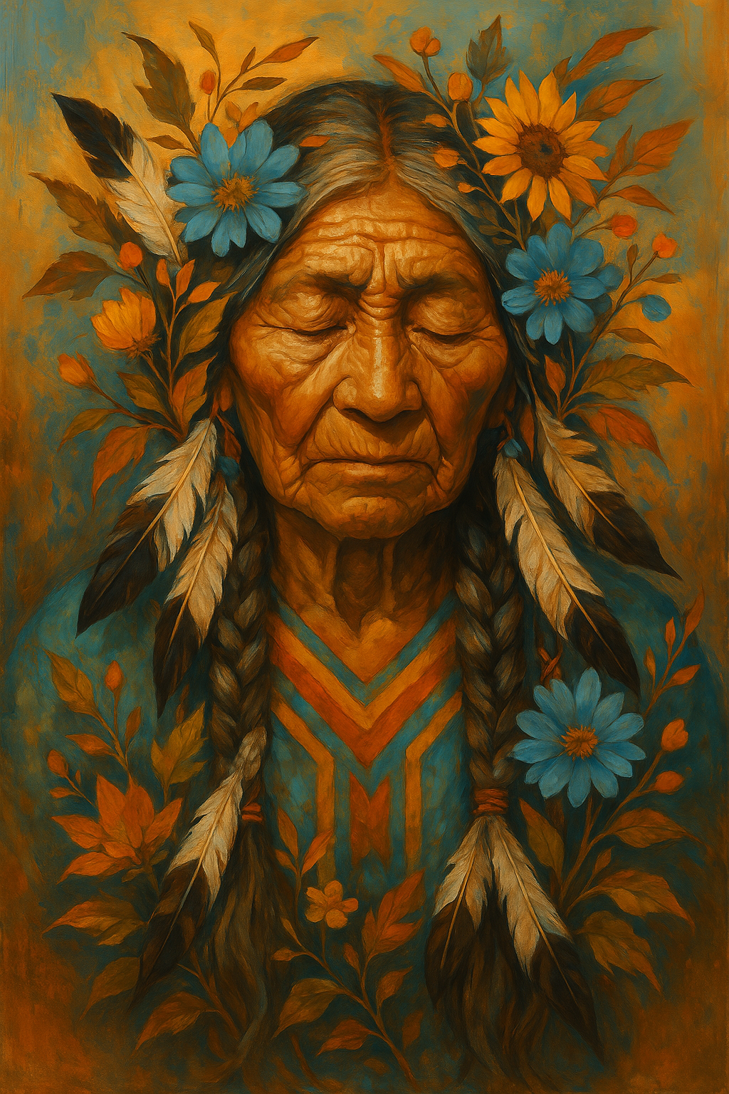 Native Elder in Sacred Bloom