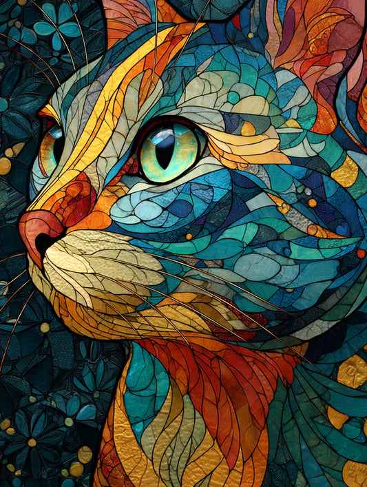 Stained Glass Aurora Cat
