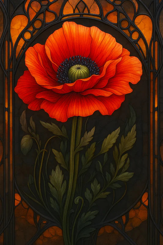 Stained Glass Scarlet Poppy
