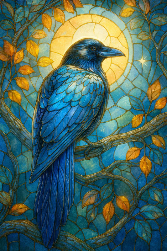 Stained Glass Midnight Raven