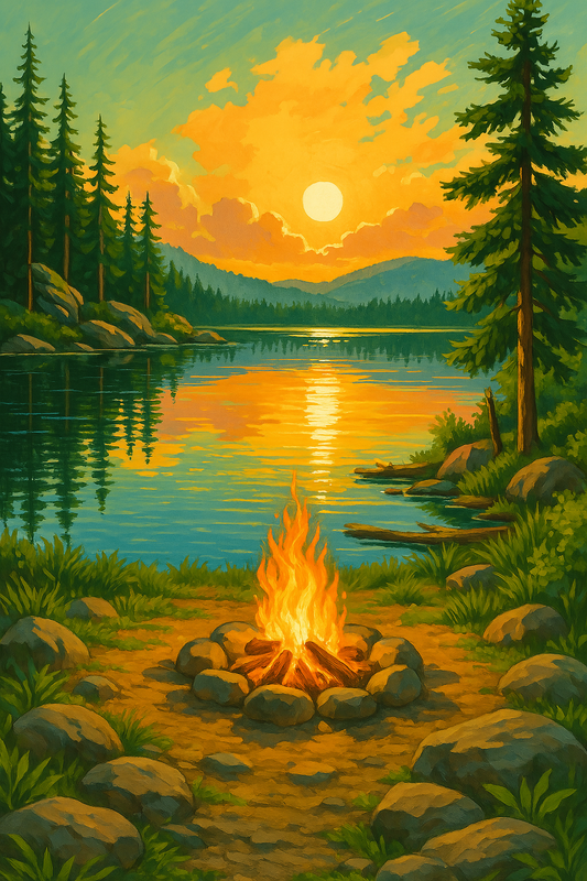 Golden Hour Campfire View