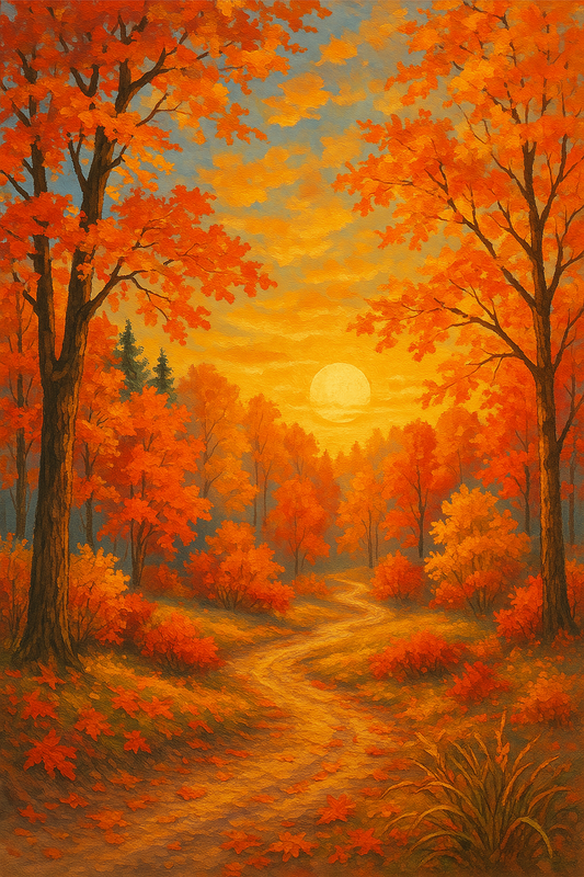 Golden Path Through Fall Forest