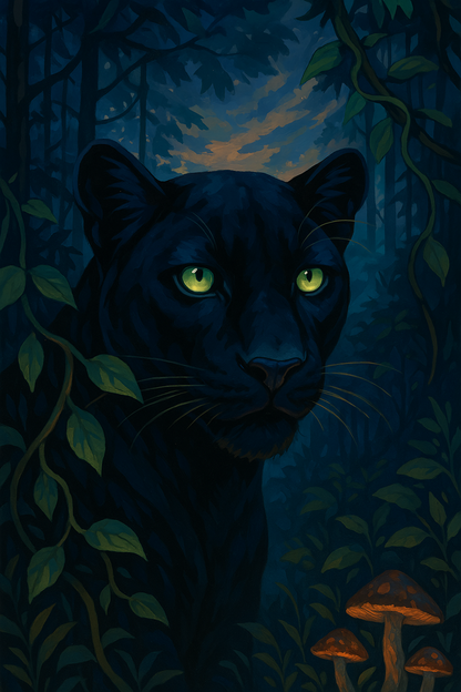 Panther in the Moonlit Jungle