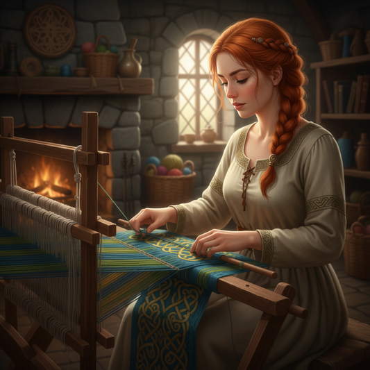 Woman Weaving Celtic Pattern
