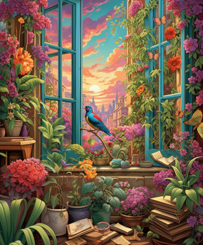Bird on Window Sill