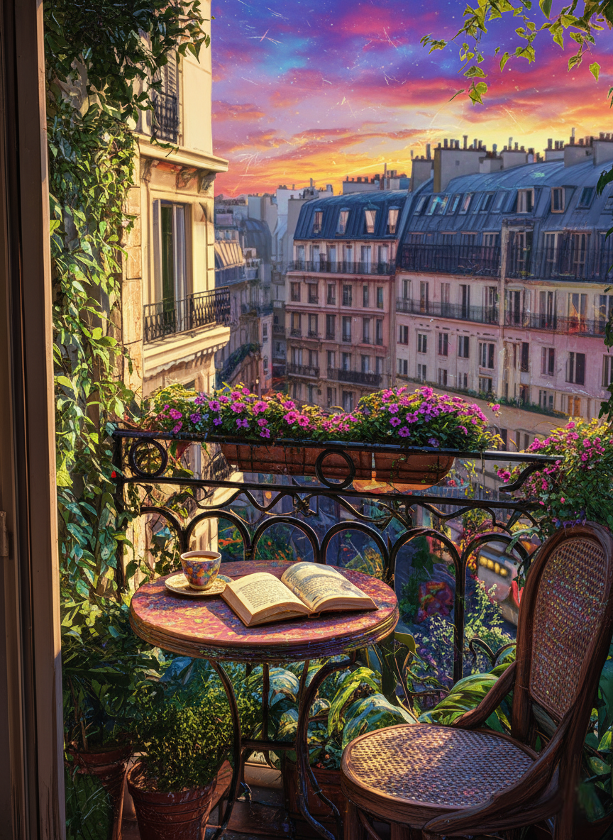 Paris Balcony Sunset Read