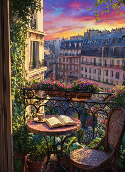 Paris Balcony Sunset Read
