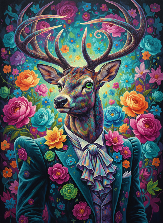 Flower Suit Deer Portrait