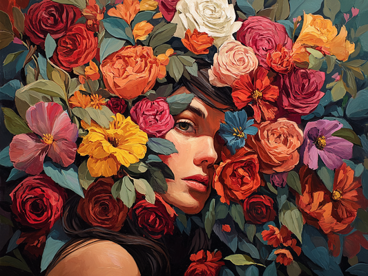 Serene Face In Petals