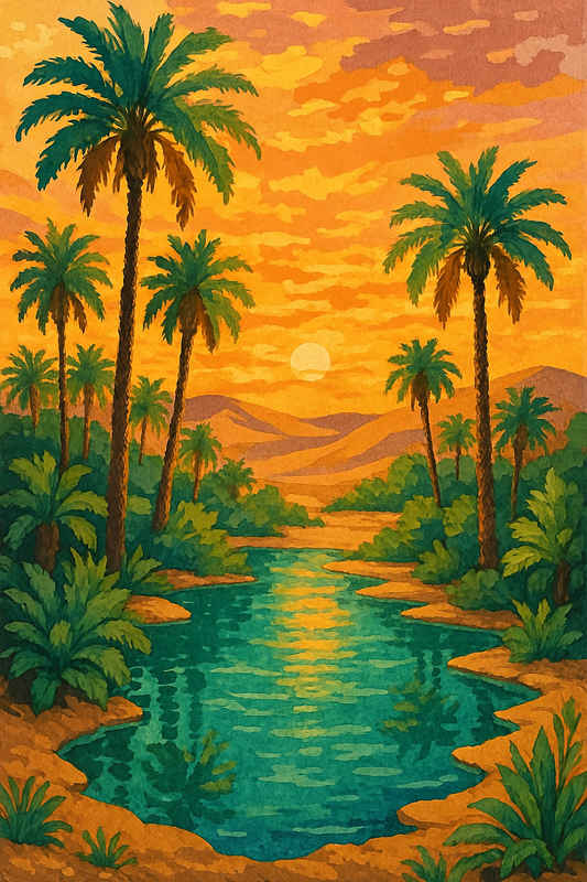 Palm Oasis At Sunset