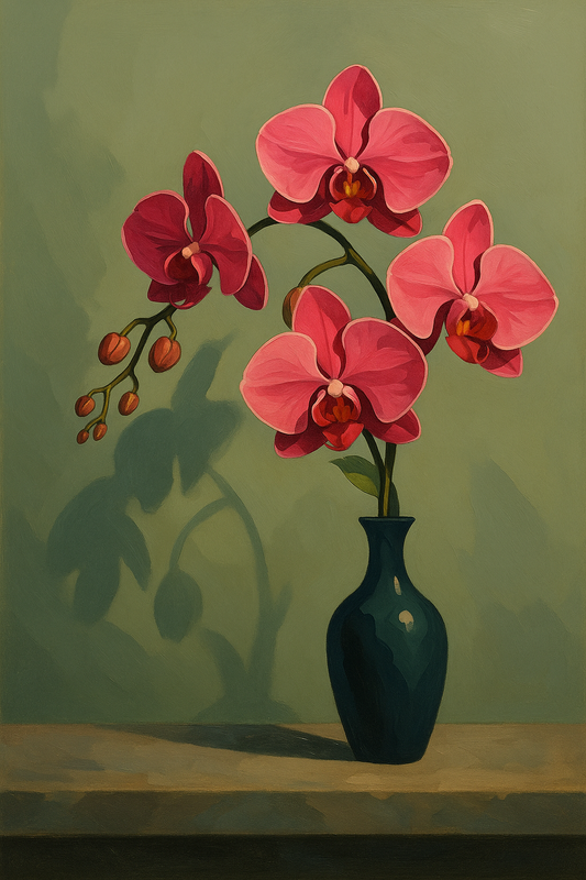 Orchid Elegance in Blue Vase