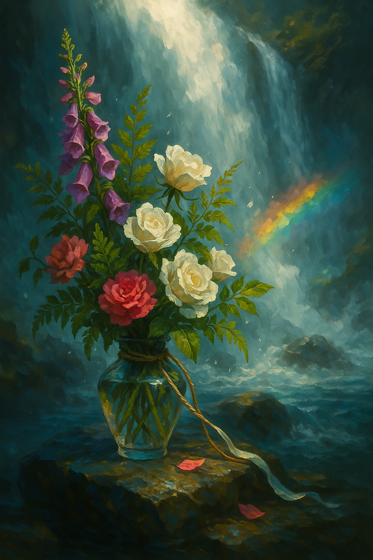 Foxgloves and Roses at the Falls