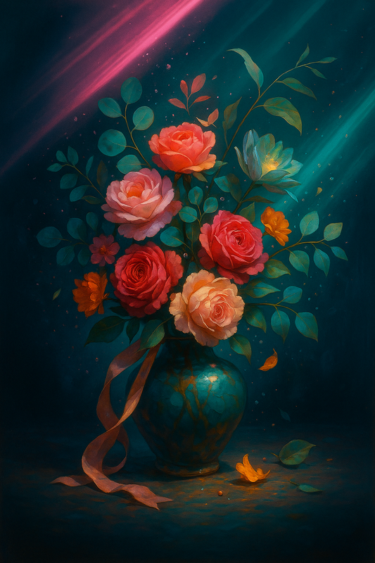 Roses in Teal Light