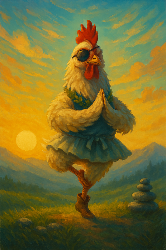 Yoga Chicken at Sunrise