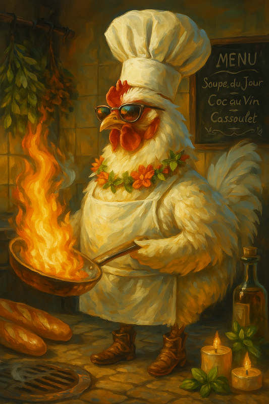 Chef Chicken in a French Kitchen