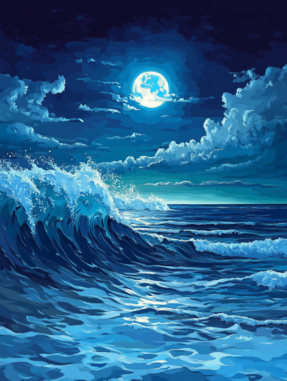 Blue Wave, Cloudy Moon