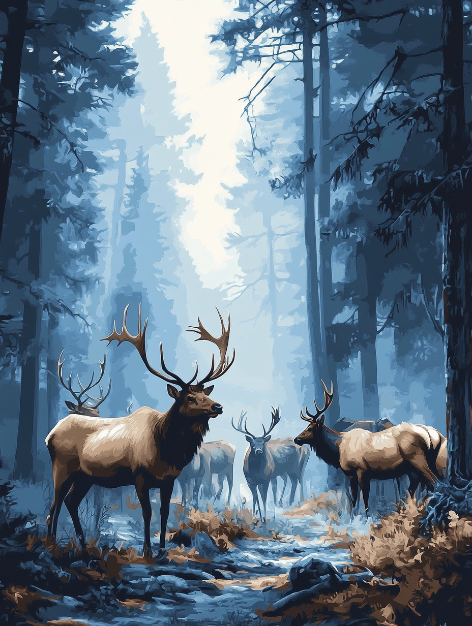 Blue Pine Forest Elk