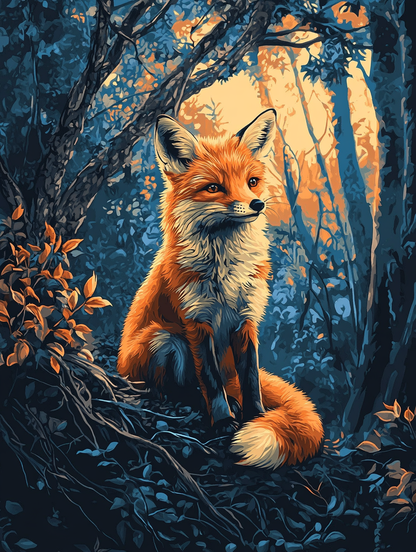 Fox in Blue Woods
