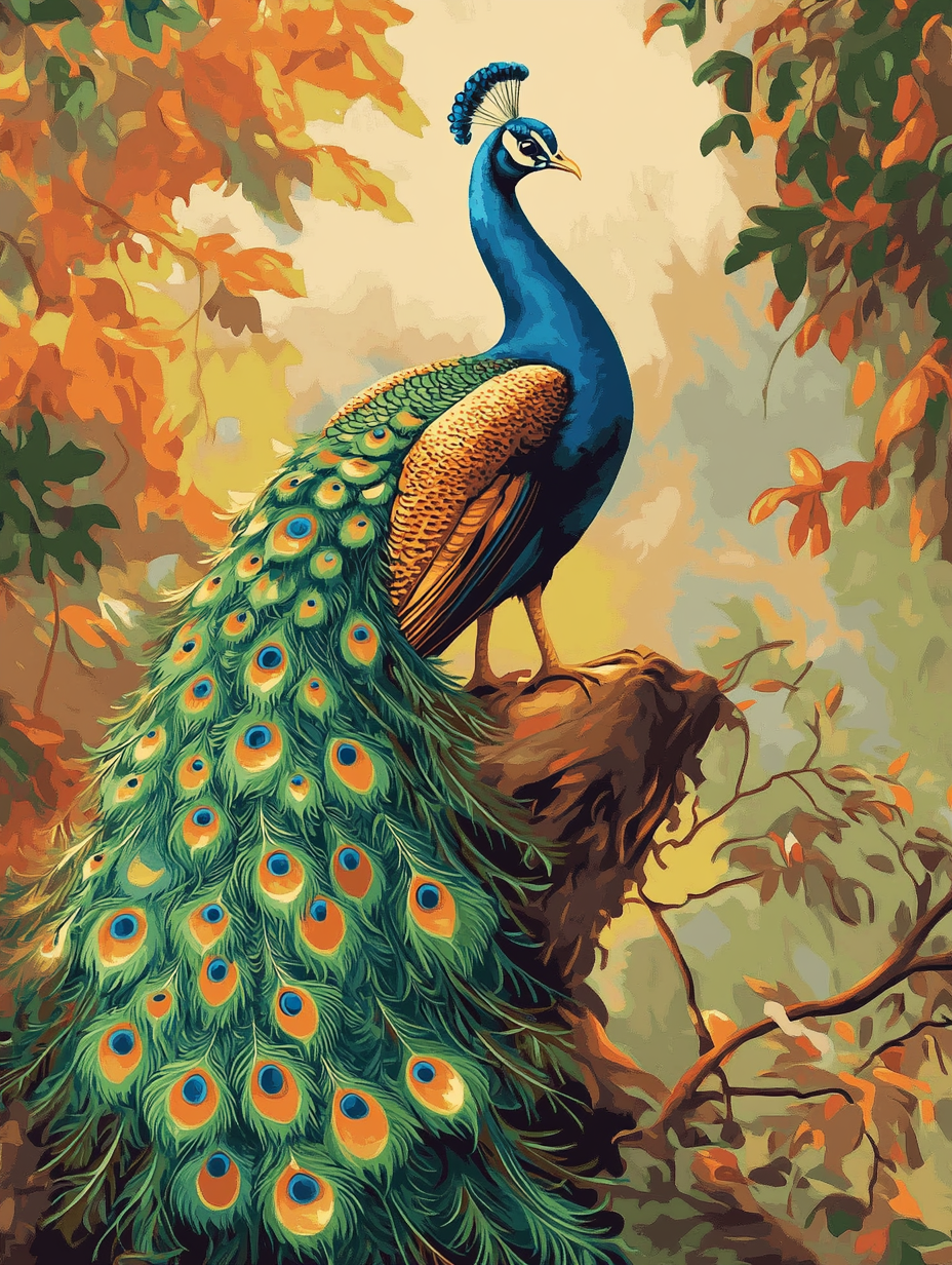 Peacock in Autumn Light