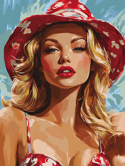 Blonde, Red Hat, & Summer Sun