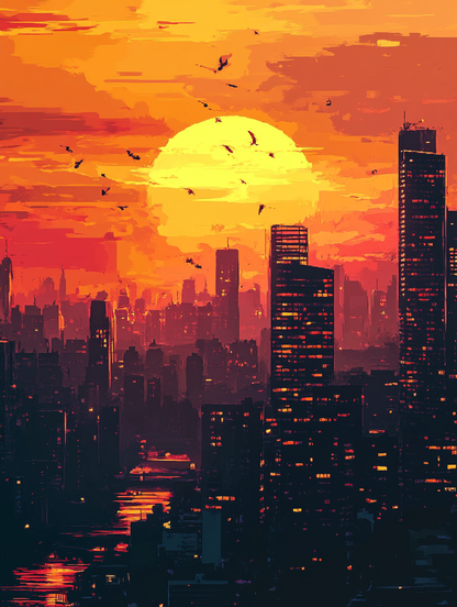 City Sunset Orange Sky