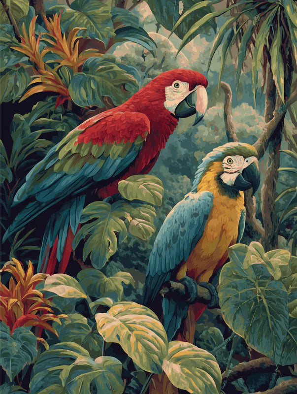 Scarlet and Gold Macaw Duo