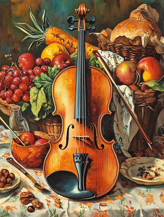 Violin, Fruit, & Harvest Table